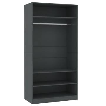 Stylish Grey Wardrobe 100x50x200 cm - Engineered Wood