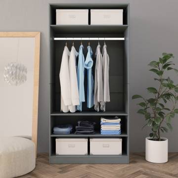 Stylish Grey Wardrobe 100x50x200 cm - Engineered Wood