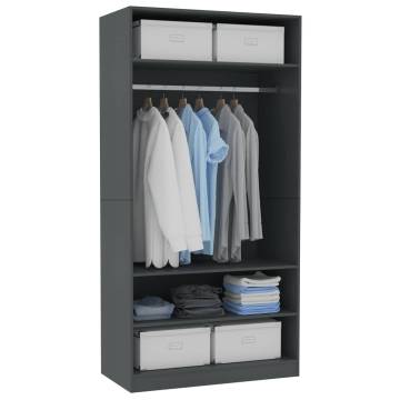 Stylish Grey Wardrobe 100x50x200 cm - Engineered Wood