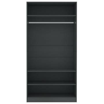 Stylish Grey Wardrobe 100x50x200 cm - Engineered Wood