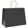 Eco-Friendly Black Paper Bags with Handles - 50 pcs