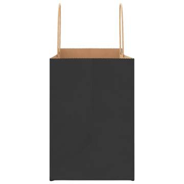 Eco-Friendly Black Paper Bags with Handles - 50 pcs