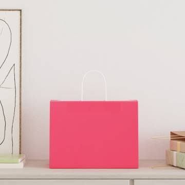 Pink Paper Bags with Handles - 250 pcs | Eco-Friendly Packaging