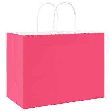 Pink Paper Bags with Handles - 250 pcs | Eco-Friendly Packaging