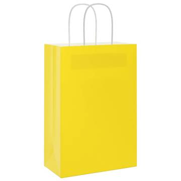 50 Yellow Paper Bags with Handles - Durable & Eco-Friendly