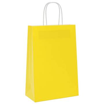 50 Yellow Paper Bags with Handles - Durable & Eco-Friendly