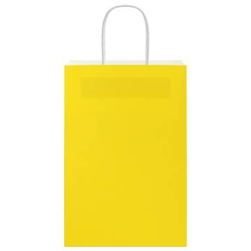 50 Yellow Paper Bags with Handles - Durable & Eco-Friendly