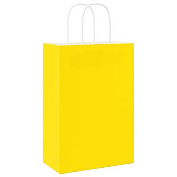 50 Yellow Paper Bags with Handles - Durable & Eco-Friendly