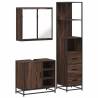 3 Piece Bathroom Furniture Set - Brown Oak Engineered Wood