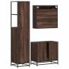 3 Piece Bathroom Furniture Set - Brown Oak Engineered Wood