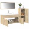  4 Piece Bathroom Furniture Set Sonoma Oak Engineered Wood Colour sonoma oak Size 91 x 39 x 18 cm Number of 1 