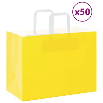 Yellow Paper Bags with Handles - 50 pcs - Eco-Friendly & Durable