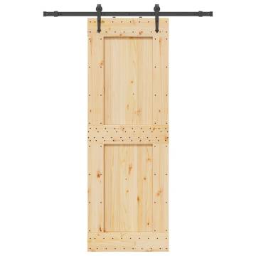 Sliding Door with Hardware Set - Solid Pine 80x210 cm