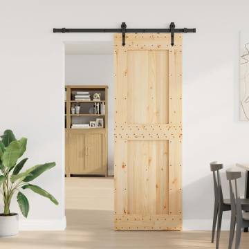 Sliding Door with Hardware Set - Solid Pine 80x210 cm