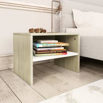 Elegant 2x Bedside Cabinets in White & Sonoma Oak - HipoMarket