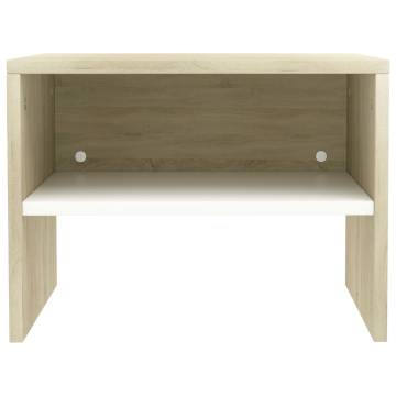 Elegant 2x Bedside Cabinets in White & Sonoma Oak - HipoMarket