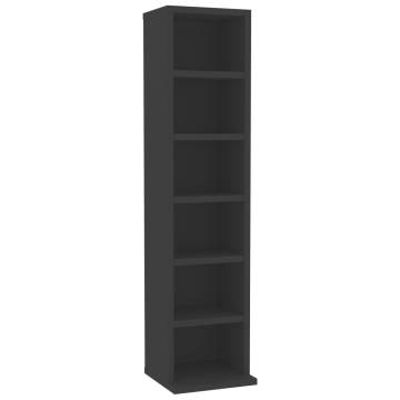 Stylish Grey CD Cabinet - 21x20x88 cm Engineered Wood