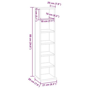 Stylish Grey CD Cabinet - 21x20x88 cm Engineered Wood