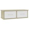 Wall-mounted Drawer Shelf White & Sonoma Oak | 60x26x18.5 cm