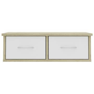 Wall-mounted Drawer Shelf White & Sonoma Oak | 60x26x18.5 cm