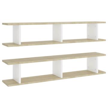 Wall Shelf Set - White & Sonoma Oak | Stylish 2 pcs Design