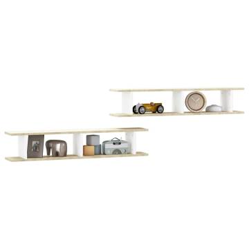 Wall Shelf Set - White & Sonoma Oak | Stylish 2 pcs Design