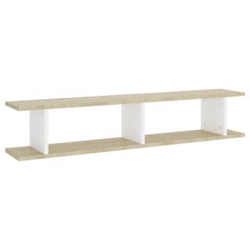 Wall Shelf Set - White & Sonoma Oak | Stylish 2 pcs Design