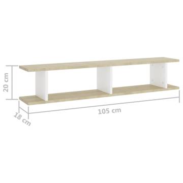 Wall Shelf Set - White & Sonoma Oak | Stylish 2 pcs Design