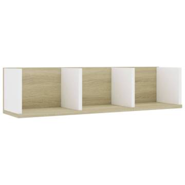 CD Wall Shelf White & Sonoma Oak 75x18 cm – Stylish Storage Solution