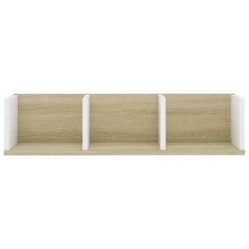 CD Wall Shelf White & Sonoma Oak 75x18 cm – Stylish Storage Solution