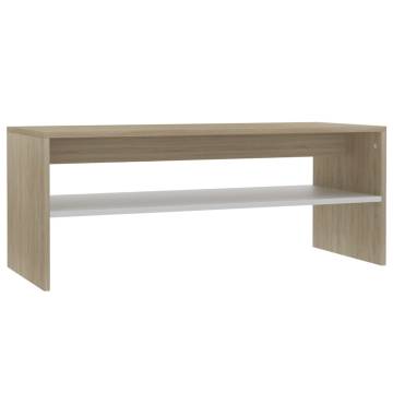 Elegant White & Sonoma Oak Coffee Table - 100x40x40 cm