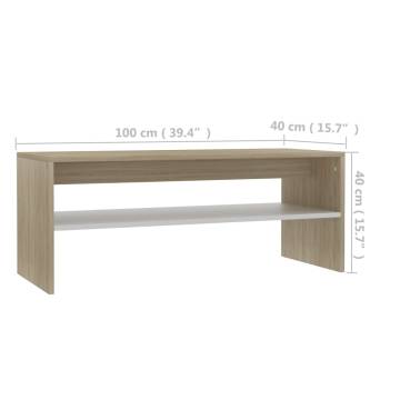 Elegant White & Sonoma Oak Coffee Table - 100x40x40 cm