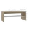 Elegant White & Sonoma Oak Coffee Table - 100x40x40 cm