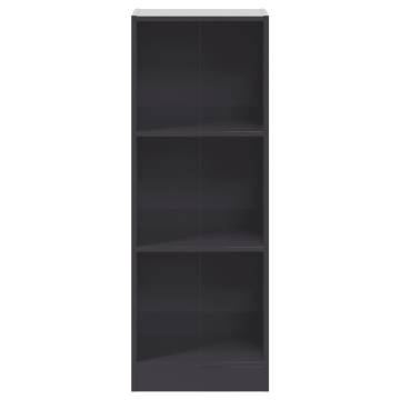 3-Tier High Gloss Grey Book Cabinet - Stylish & Modern Design