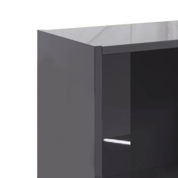 3-Tier High Gloss Grey Book Cabinet - Stylish & Modern Design