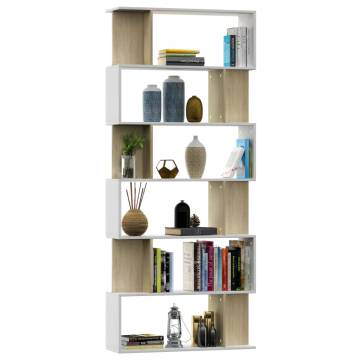 Book Cabinet Room Divider - White & Sonoma Oak 80x24x192 cm