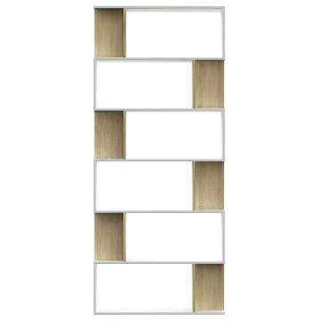 Book Cabinet Room Divider - White & Sonoma Oak 80x24x192 cm