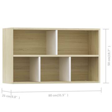 Book Cabinet Sideboard White & Sonoma Oak - 50x25x80 cm