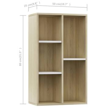 Book Cabinet Sideboard White & Sonoma Oak - 50x25x80 cm