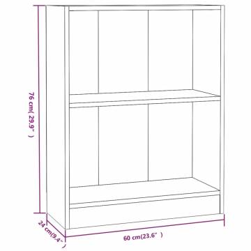 Compact Grey Bookshelf 60x24x76 cm - Durable Engineered Wood