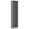 5-Tier Grey Book Cabinet - Stylish & Durable Storage Solution