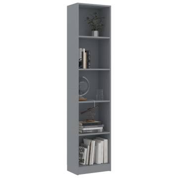 5-Tier Grey Book Cabinet - Stylish & Durable Storage Solution