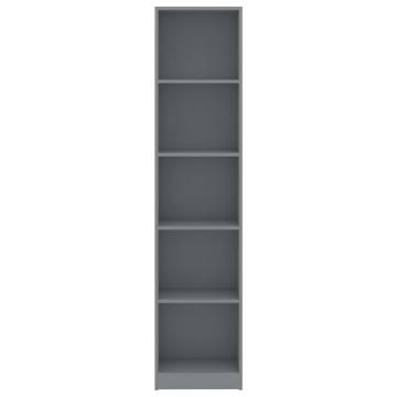 5-Tier Grey Book Cabinet - Stylish & Durable Storage Solution