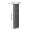 5-Tier Grey Book Cabinet - Stylish & Durable Storage Solution