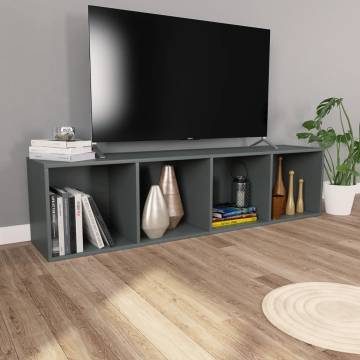 Stylish Grey Book Cabinet & TV Cabinet - 36x30x143 cm