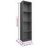 Stylish Grey Book Cabinet & TV Cabinet - 36x30x143 cm