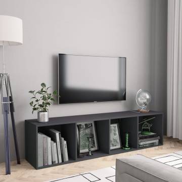 Stylish Grey Book Cabinet | 143x30x36 cm | Hipomarket