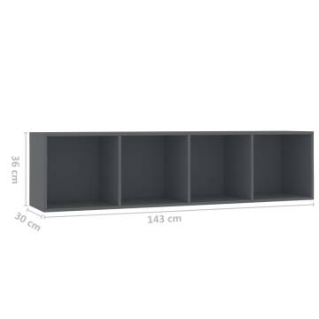 Stylish Grey Book Cabinet | 143x30x36 cm | Hipomarket