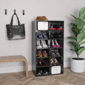 High Gloss Black Shoe Rack - 54x34x100.5 cm | HipoMarket