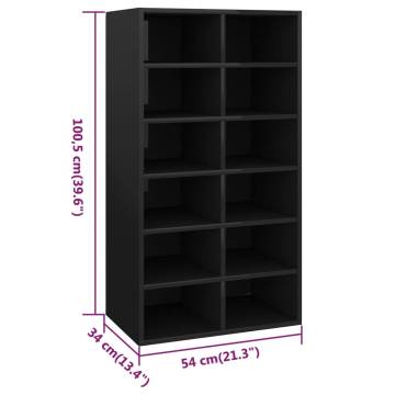 High Gloss Black Shoe Rack - 54x34x100.5 cm | HipoMarket